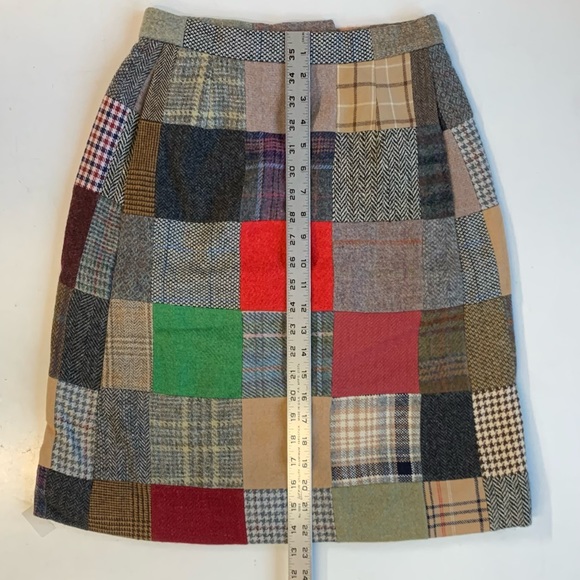 Vintage wool patchwork miniskirt, used excellent condition, - Picture 12 of 13